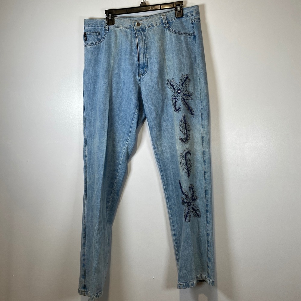 Rafael Chiarizi x Old Navy Jeans‎ Beaded Embellished Denim Pants  Size 38